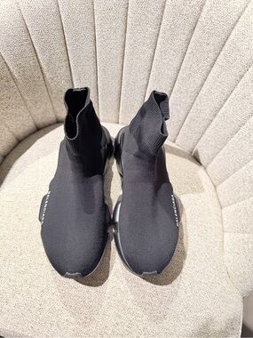 Balenciaga Black Knit Sock Sneaker with Logo